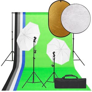 vidaXL Fotostudioset met verlichtingsset, achtergrond en reflector