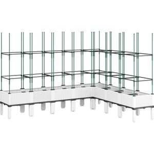 vidaXL Plantenbak met latwerk 200x160x142,5 cm polypropeen wit