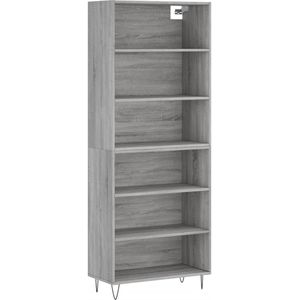 vidaXL Hoge kast 69,5x32,5x180 cm bewerkt hout grijs sonoma eikenkleur