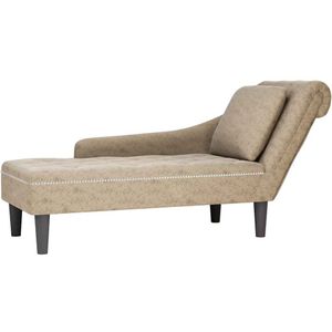 vidaXL - Chaise - longue - met - kussen&rechterarmleuning - kunstleer - lichtgrijs