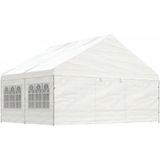 vidaXL Prieel met dak 4,46x5,88x3,75 m polyetheen wit