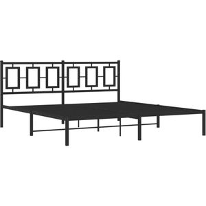 vidaXL Bedframe met hoofdbord metaal zwart 180x200 cm