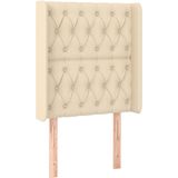 vidaXL Hoofdbord met randen 83x16x118/128 cm stof crèmekleurig