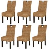 vidaXL Eetkamerstoel 6 st kubu rattan mangohout
