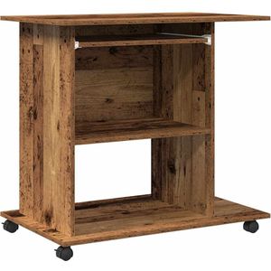 vidaXL Computerbureau - Bewerkt Hout - Oud Houtkleurig - Ruimtebesparend