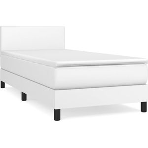 vidaXL Boxspring met matras kunstleer wit 90x190 cm