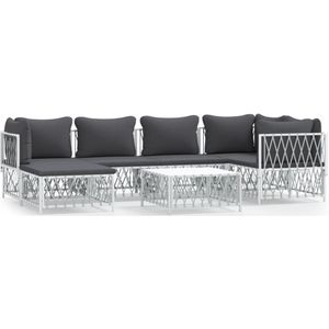 VidaXL 7-Delige Loungeset met Kussens Staal Wit