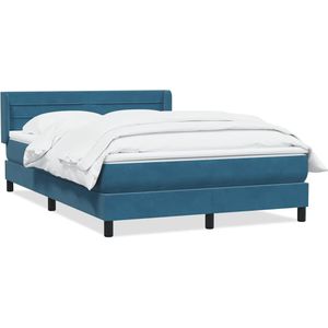 vidaXL Boxspring met matras fluweel donkerblauw 160x220 cm