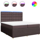 vidaXL Boxspring met matras stof donkerbruin 200x200 cm