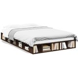 vidaXL Bedframe bewerkt hout bruin eikenkleur 135x190 cm