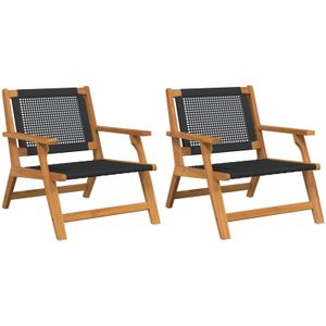 vidaXL - Tuinstoelen - Zwart - Massief Acaciahout - Set van 2