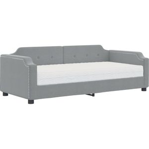 vidaXL Slaapbank met matras 100x200 cm stof lichtgrijs