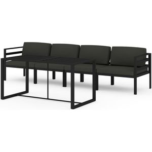 vidaXL 5-delige Loungeset met kussens aluminium antracietkleurig