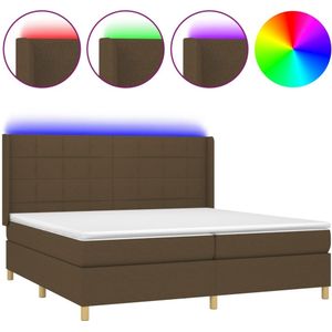 vidaXL Boxspring met matras en LED stof donkerbruin 200x200 cm