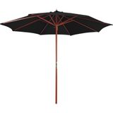 <p>Deze elegante parasol is perfect om schaduw te creëren en je te beschermen tegen schadelijke uv-stralen terwijl je ontspant met je familie op de veranda, het terras of in de tuin.</p>
<p>Deze opvallende tuinparasol is gemaakt van uv-bestendig en kleurvast polyester stof, waardoor je optimaal beschermd bent tegen de zon en uv-stralen. De houten paal zorgt voor stabiliteit en duurzaamheid.</p>
<p>Met het zwengelmechanisme is de parasol gemakkelijk te openen en te sluiten. Montage is eenvoudig.</p>
<ul>
  <li>Kleur: zwart</li>
  <li>Materiaal hoes: stof (100% polyester)</li>
  <li>Materiaal frame: gelamineerd bamboe en hardhout</li>
  <li>Diameter hoes: 300 cm</li>
  <li>Totale hoogte: ongeveer 258 cm</li>
  <li>Dikte paal: 48 mm</li>
  <li>Met ventilatie</li>
  <li>Zwengelmechanisme voor eenvoudig openen en sluiten</li>
  <li>Montage vereist</li>
</ul>