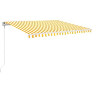 vidaXL Luifel automatisch met LED en windsensor 450x350 cm geel wit