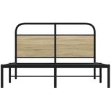vidaXL Bedframe zonder matras bewerkt hout sonoma eikenkleur 135x190cm