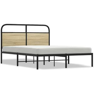 vidaXL Bedframe zonder matras bewerkt hout sonoma eikenkleur 135x190cm