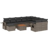 vidaXL - 11-delige - Loungeset - met - kussens - poly - rattan - grijs