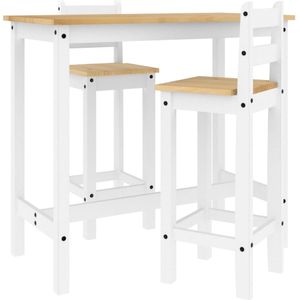 vidaXL 3-delige Barset massief grenenhout wit