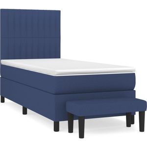 VidaXL Boxspring met Matras - Stof Blauw - 90x200 cm