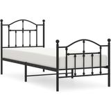 vidaXL Bedframe met hoofd- en voeteneinde metaal zwart 90x190 cm