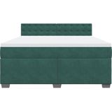 vidaXL Boxspring met matras fluweel donkergroen 180x200 cm