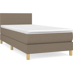 vidaXL Boxspring met matras stof taupe 100x200 cm