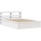 vidaXL Bedframe met hoofdbord massief grenenhout wit 140x200 cm