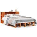 vidaXL Bed met boekenkast zonder matras hout wasbruin 150x200 cm