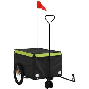 vidaXL Fietstrailer 30 kg ijzer zwart en groen