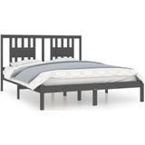 vidaXL Bedframe massief hout grijs 150x200 cm