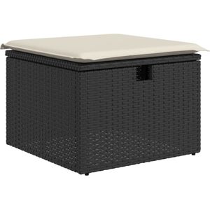 vidaXL Tuinkruk met kussen 55x55x37 cm poly rattan zwart