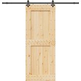 vidaXL Schuifdeur met beslag 90x210 cm massief grenenhout