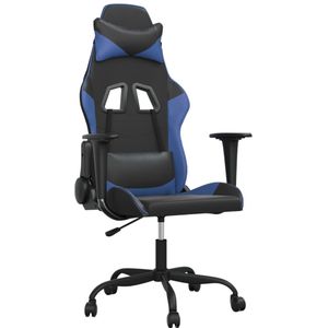 vidaXL Gamestoel kunstleer zwart en blauw