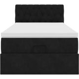 vidaXL - Ottoman - bed - met - matrasx190cm - fluweel - zwart
