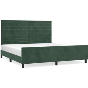 vidaXL Bedframe met hoofdeinde fluweel donkergroen 180x200 cm