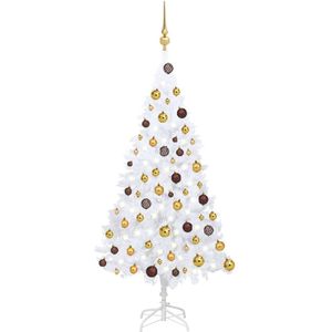 vidaXL Kunstkerstboom met verlichting en kerstballen 120 cm PVC wit