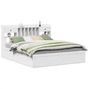 vidaXL - Bedframe - zonder - matras - massief - grenenhout - wit - 180x200 - cm