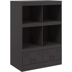 vidaXL Hoge kast 67x39x95 cm staal zwart