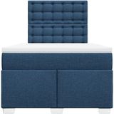 vidaXL Boxspring met matras stof blauw 120x190 cm