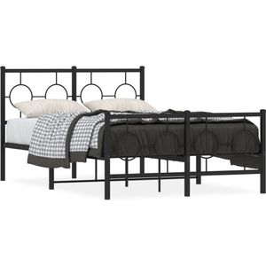 vidaXL Bedframe met hoofd- en voeteneinde metaal zwart 120x200 cm