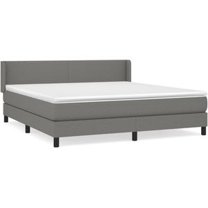 VidaXL Boxspring met Matras Stof Donkergrijs 180x200 cm