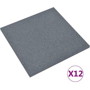 vidaXL Valtegels 12 st 50x50x3 cm rubber grijs