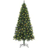 vidaXL Kunstkerstboom met verlichting en dennenappels 180 cm groen