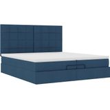 vidaXL Ottoman bed met matrassen en LED's 200x200cm stof blauw