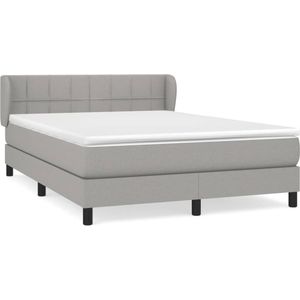 vidaXL Boxspring met matras stof lichtgrijs 140x200 cm