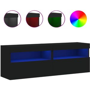 vidaXL Tv-wandmeubels met LED-verlichting 2 st 60x30x40 cm zwart