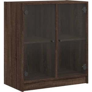 vidaXL Bijzetkast met glazen deuren 68x37x75,5 cm bruineikenkleurig