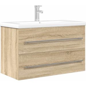 vidaXL 2-delige Badkamermeubelset bewerkt hout sonoma eikenkleurig
